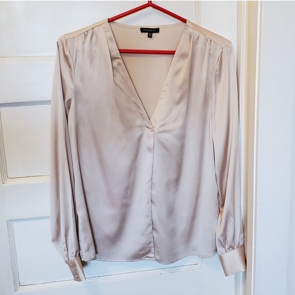 Dynamite Old Money Silky Cream Blouse